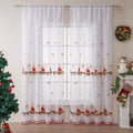 American Christmas curtain with embroidered snowflake design in red and white colour scheme