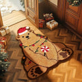 Christmas-themed polyester hallway mat with festive Santa Claus design and non-slip backing