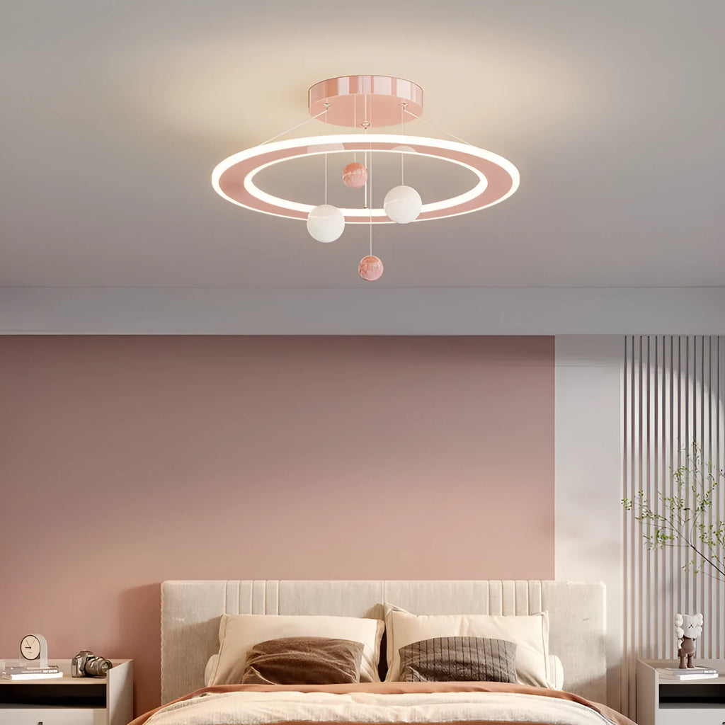 Modern creative children's bedroom chandelier with 220V operation and white or pink light options
