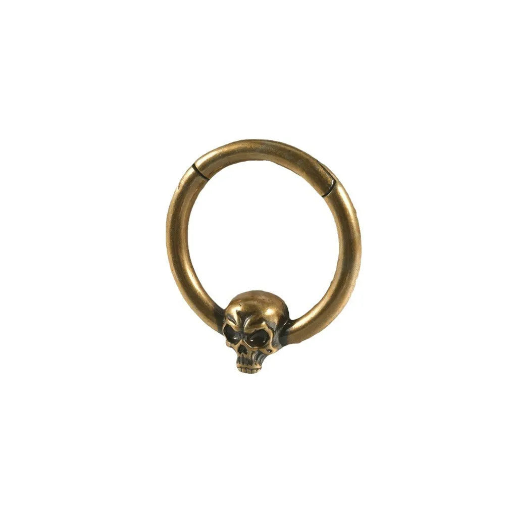 Vintage copper punk earrings with Gothic ghost head designs in antique silver or gold finishes