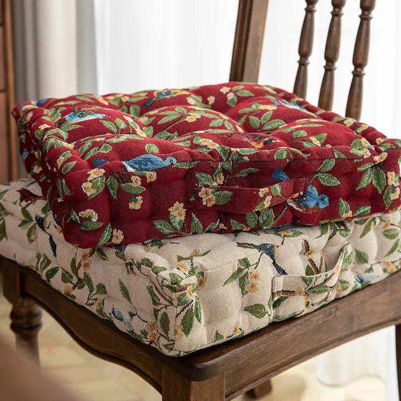 American style dining chair seat cushion with floral pattern, 40x40x8cm dimensions with thick padding