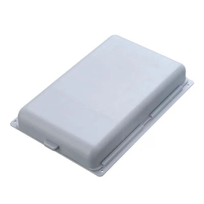 Plastic self-adhesive under desk storage drawer organiser box with grid lid in white, grey, yellow, or orange.