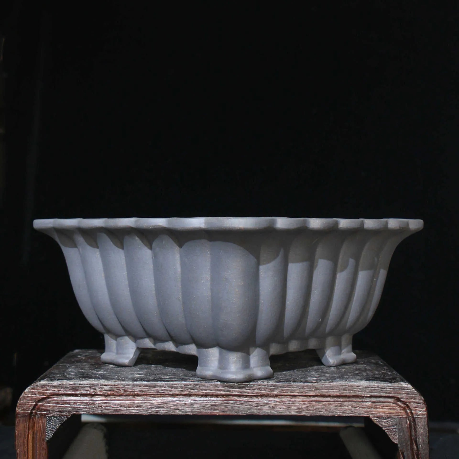 Purple sand ceramic square bonsai pot with classical style and 37x15cm dimensions