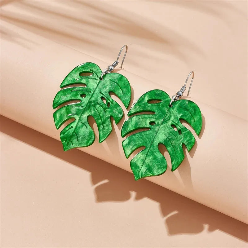 Drop-shaped acrylic earrings in a coconut jackfruit design with an alloy hook, shown in multiple colour variants.