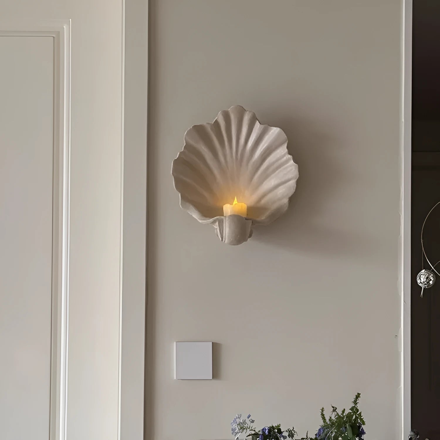 White resin simulation shell fruit plate ornament for table decoration