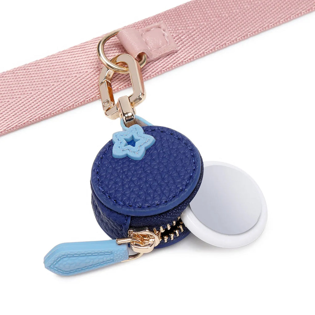 Cherry fruit keychain mini coin bag in red, blue, and orange PU leather colours