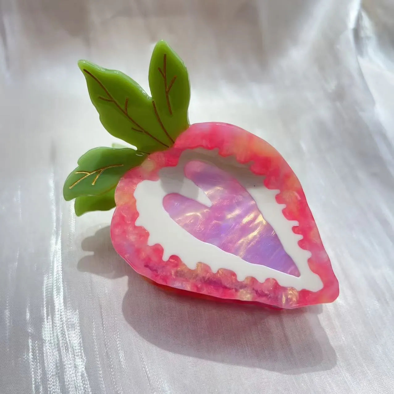 Strawberry hairpin hair clip pastoral style red and pink options hand-made