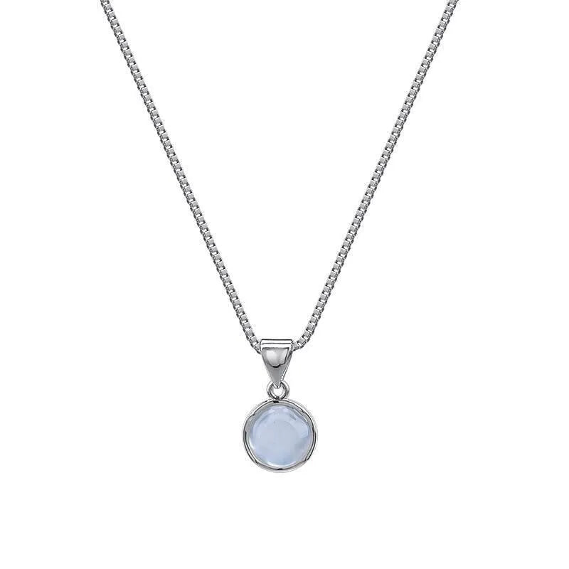 Korean-style oval pendant necklace with artificial crystal centrepiece on adjustable 21-50cm chain