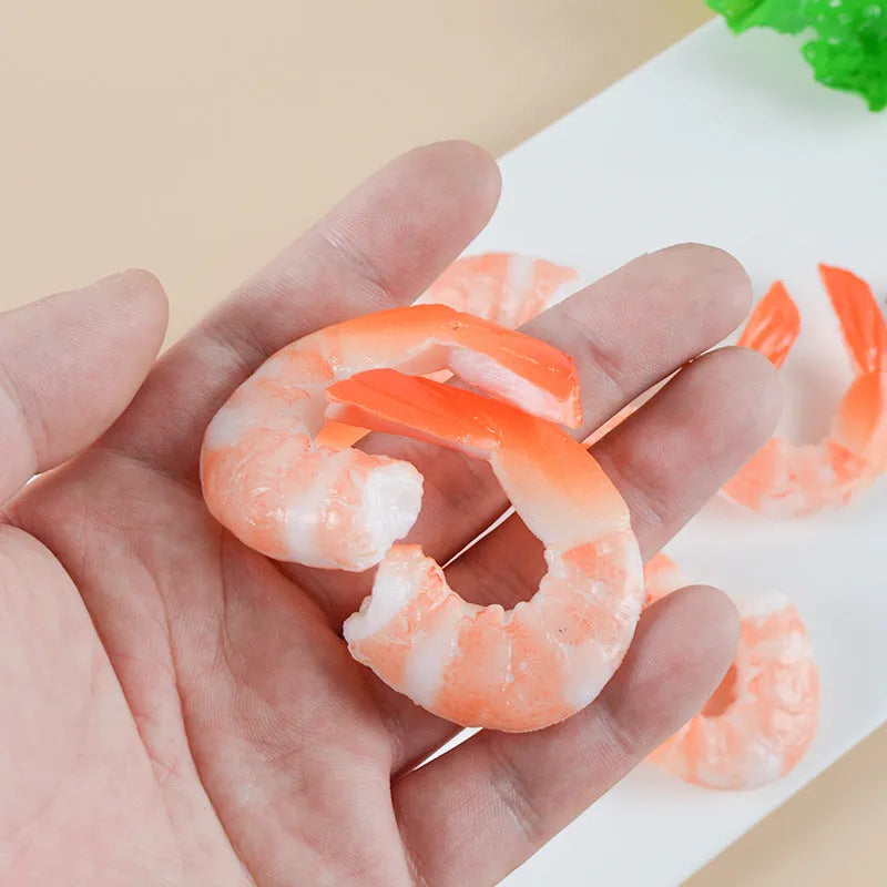 White simulation shrimp PVC keychain with door buckle attachment
