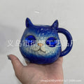 American style decorative Cat Cup resin figurine in blue, green, pink, and purple colour options.