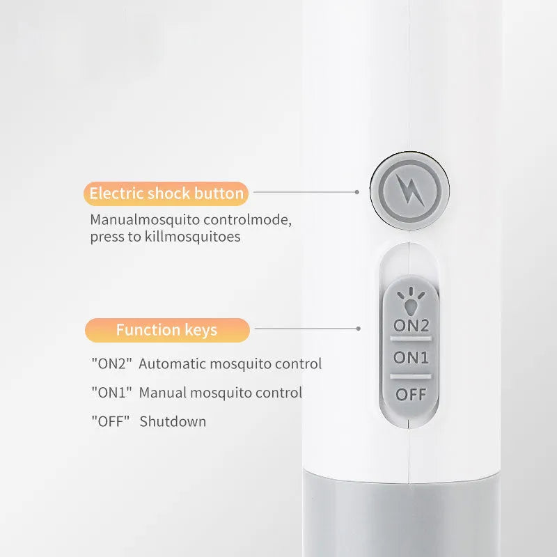 Rechargeable electric mosquito swatter with USB port and colour-coded handles for indoor insect control