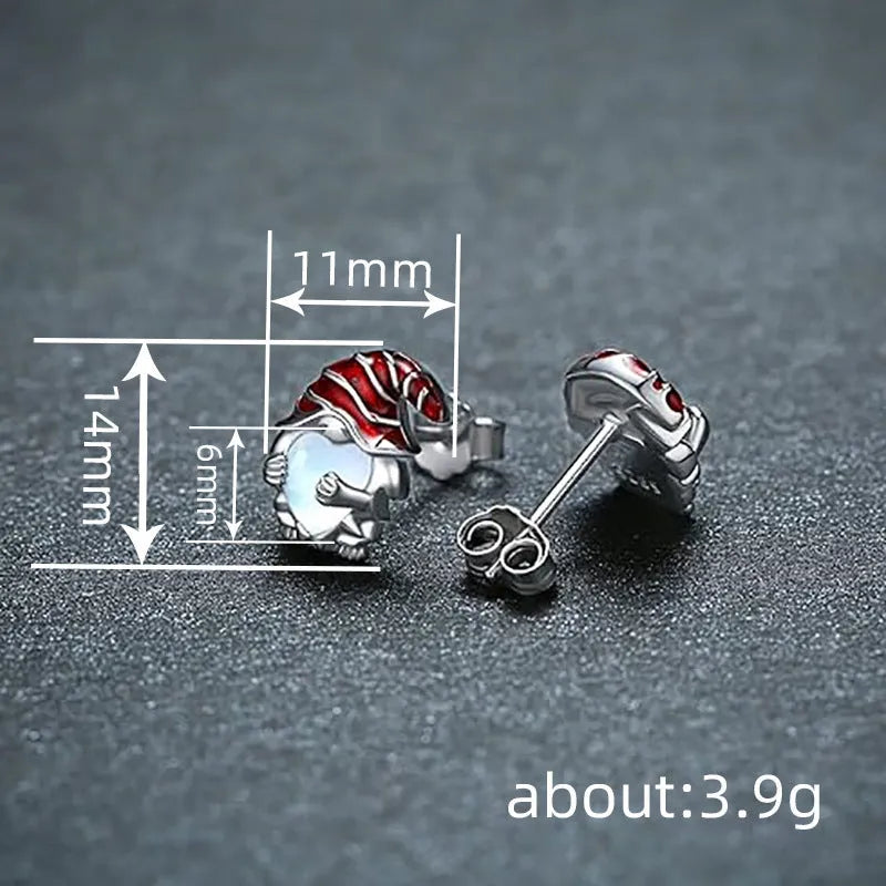 Women's cute Santa Claus design heart-shaped earrings in electroplated white gold colour.