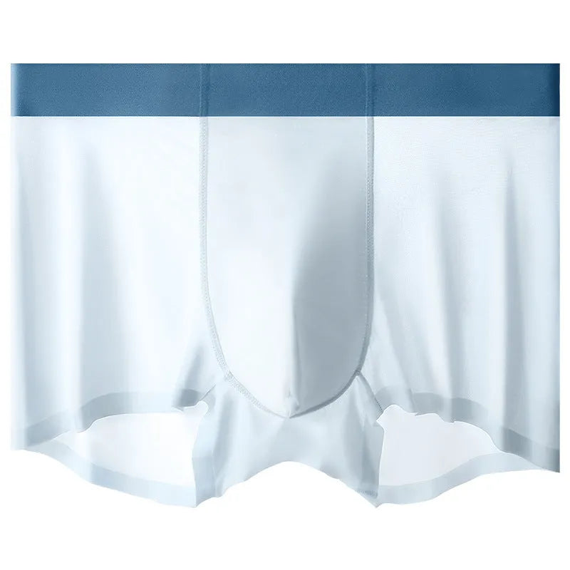 Man wearing bean green ice silk antibacterial graphene shorts with a seamless, mid-waist design.