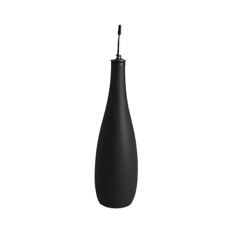 Ceramic oil pot with funnel and brush in black, coffee, or white
