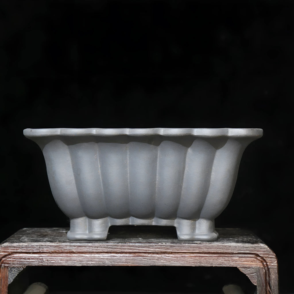 Purple sand ceramic square bonsai pot with classical style and 37x15cm dimensions