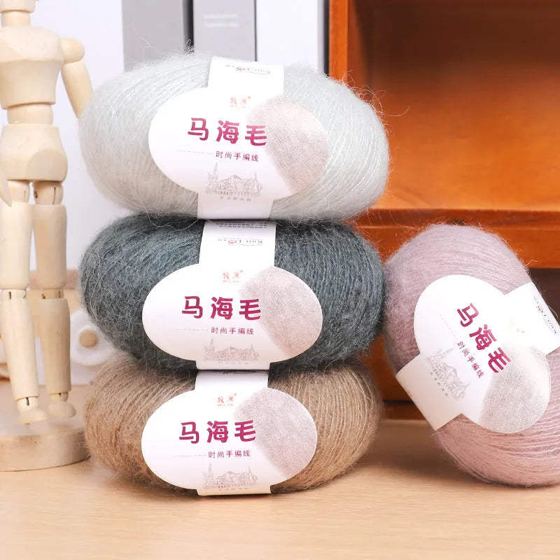 Mohair wool ball for DIY scarf making in various colour options with 20-30g weight