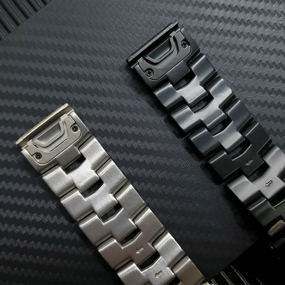 Garmin Fenix replacement watch strap in silver, black and titanium colours for Jiaming models