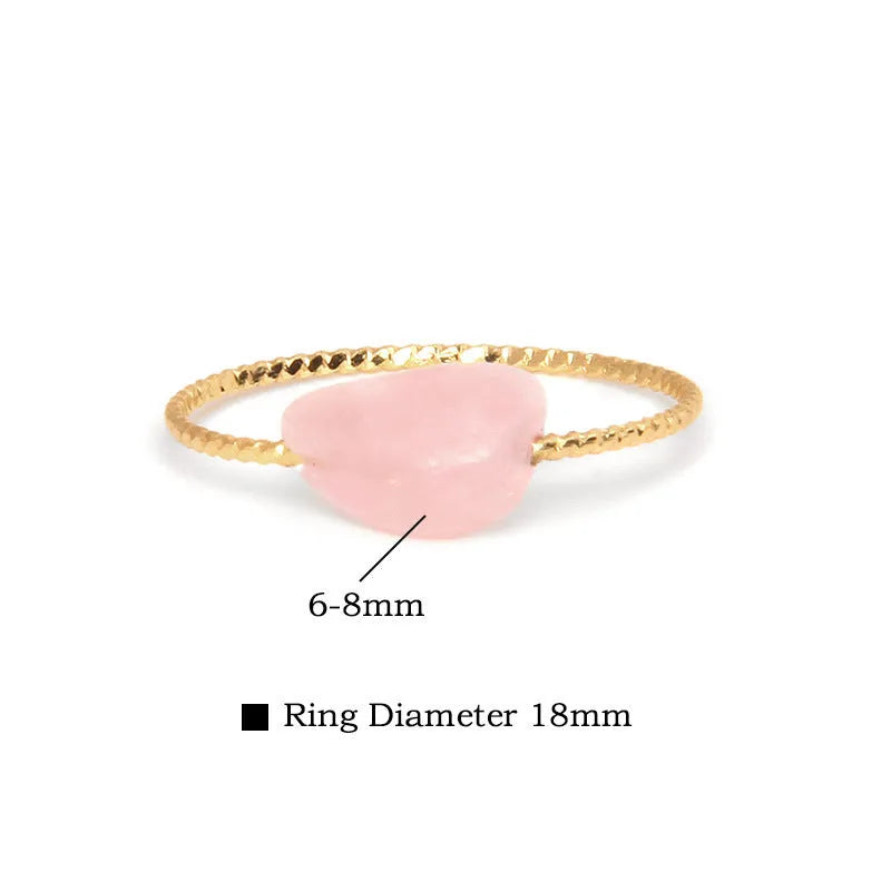 Women's original geometric agate ring in a selection of eight colours on a plain background.