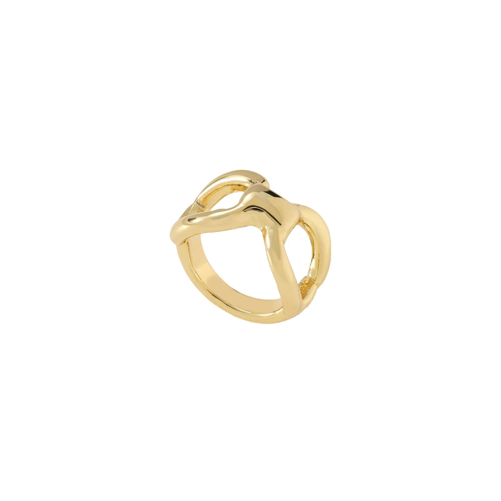 Women's butterfly bow hollow ring in titanium steel with geometric cut-outs, gold and steel colour options