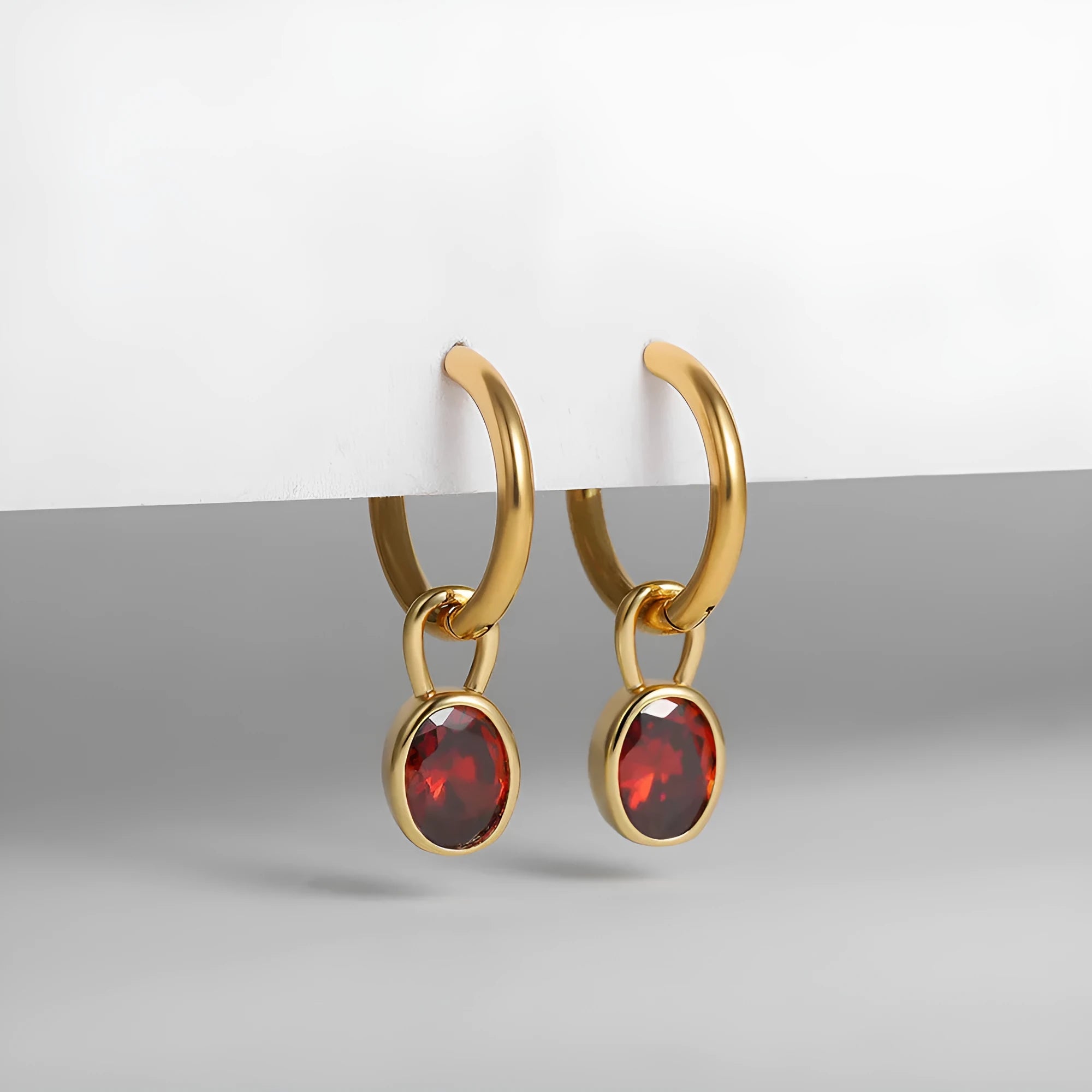 Women's retro oval zircon earrings in copper with six colour options displayed