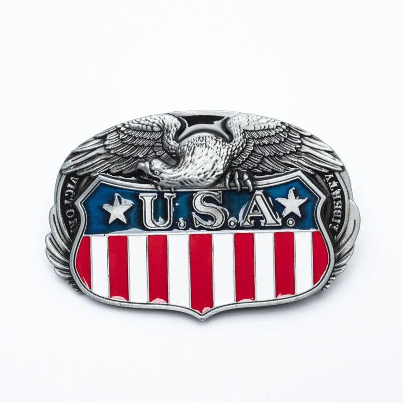 Zinc alloy belt buckle with eagle design, smooth fastening, fits 3.8-4 cm wide belts