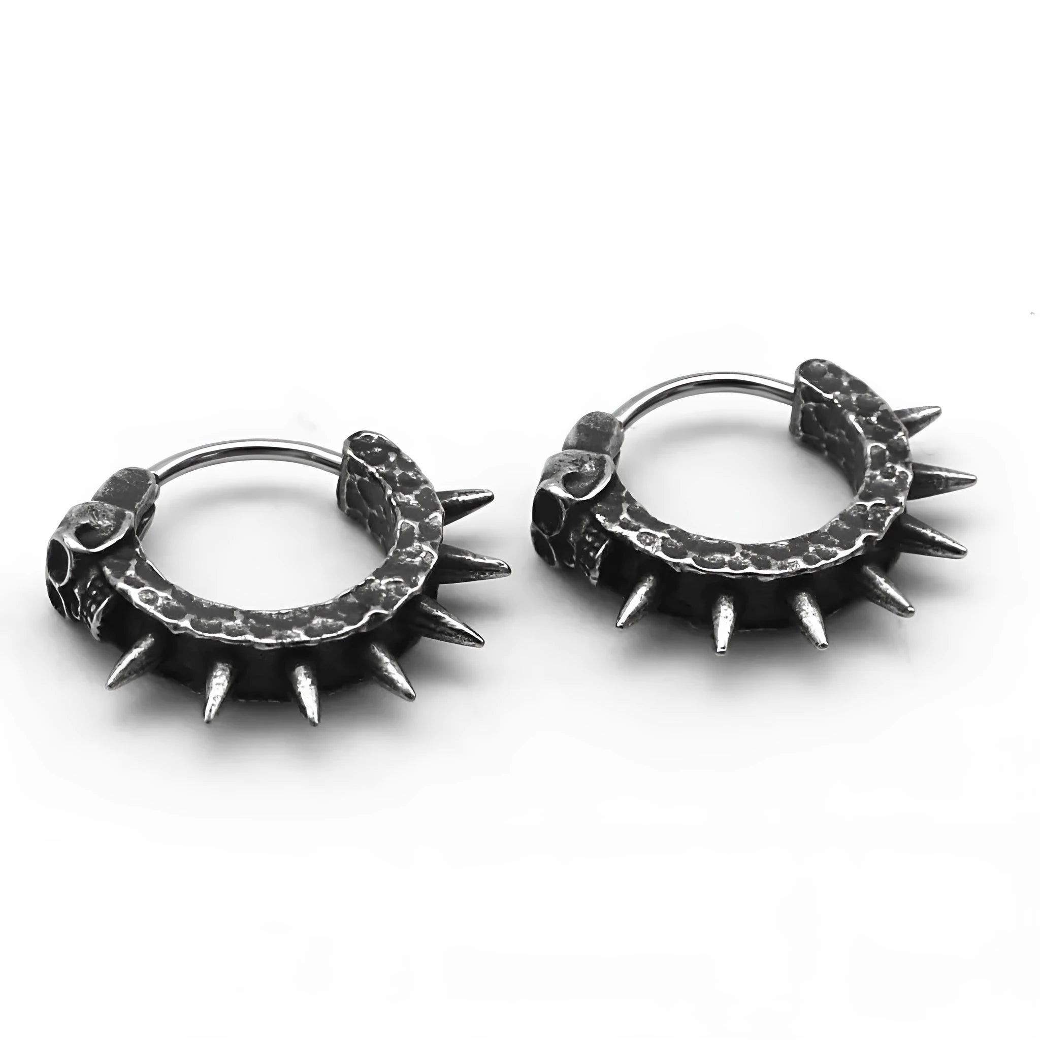 Copper plastic punk motorcycle geometric earrings with retro black colour on alloy construction