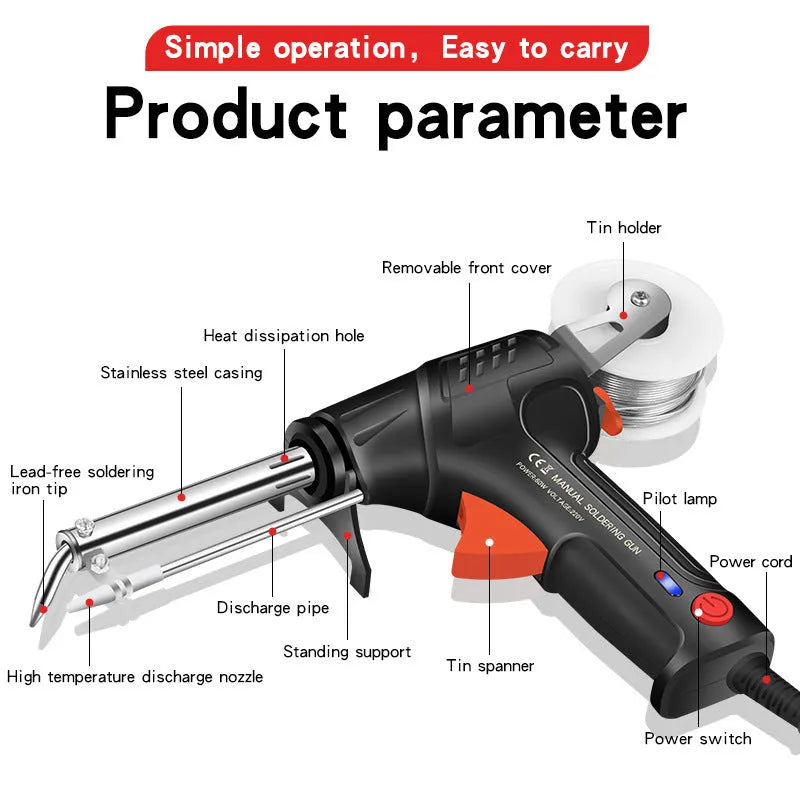 G102 soldering gun with light black alloy 5-piece set for electronic repair work