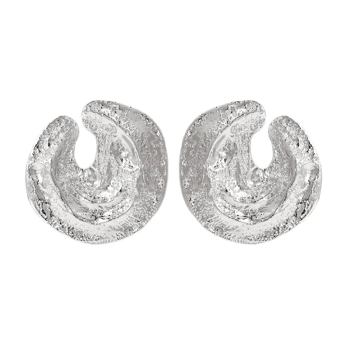 Exaggerated geometric women's earrings with irregular pleating and concave-convex texture in gold colour