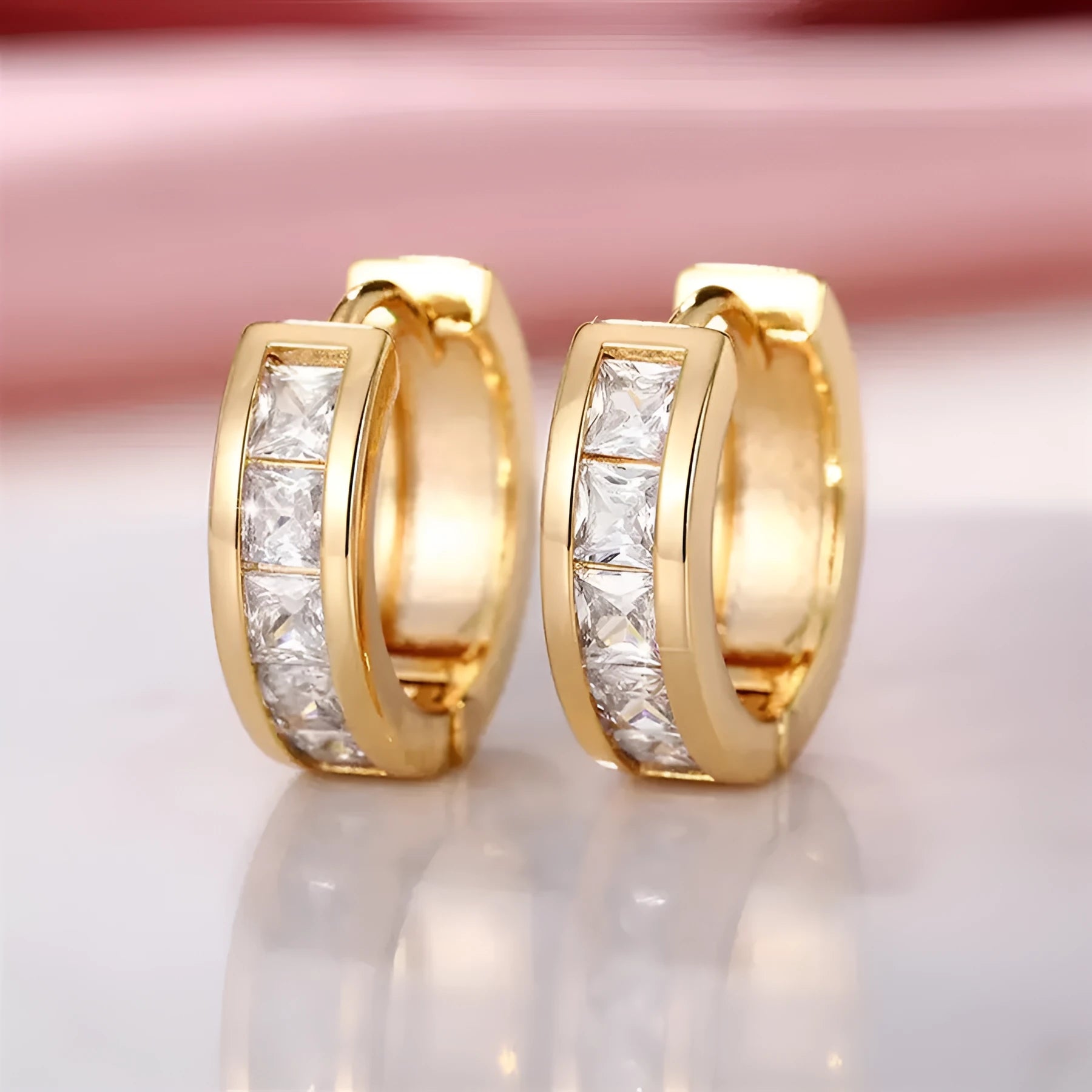 Women's geometric quadrilateral copper earrings with gold or silver plating options