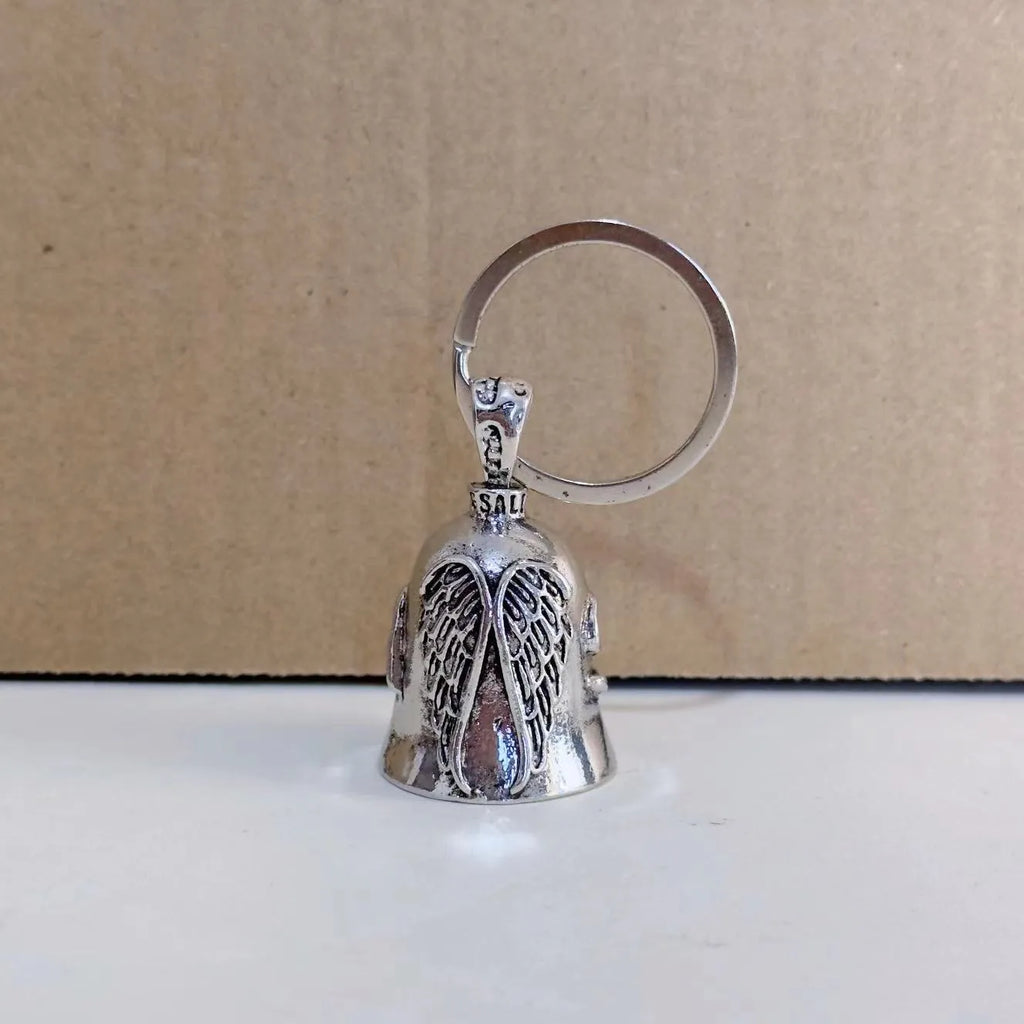 White vintage angel feather necklace and matching keychain set with electroplated alloy construction