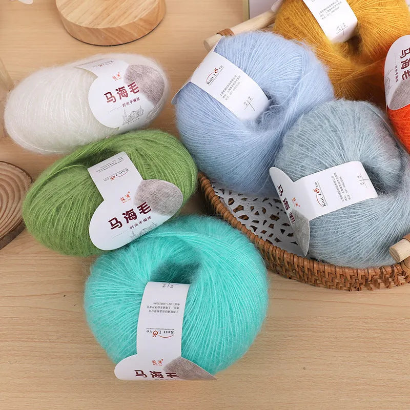 Mohair wool ball for DIY scarf making in various colour options with 20-30g weight