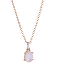 Sterling silver moonstone geometric pendant necklace with adjustable curb chain in rose gold or platinum colour