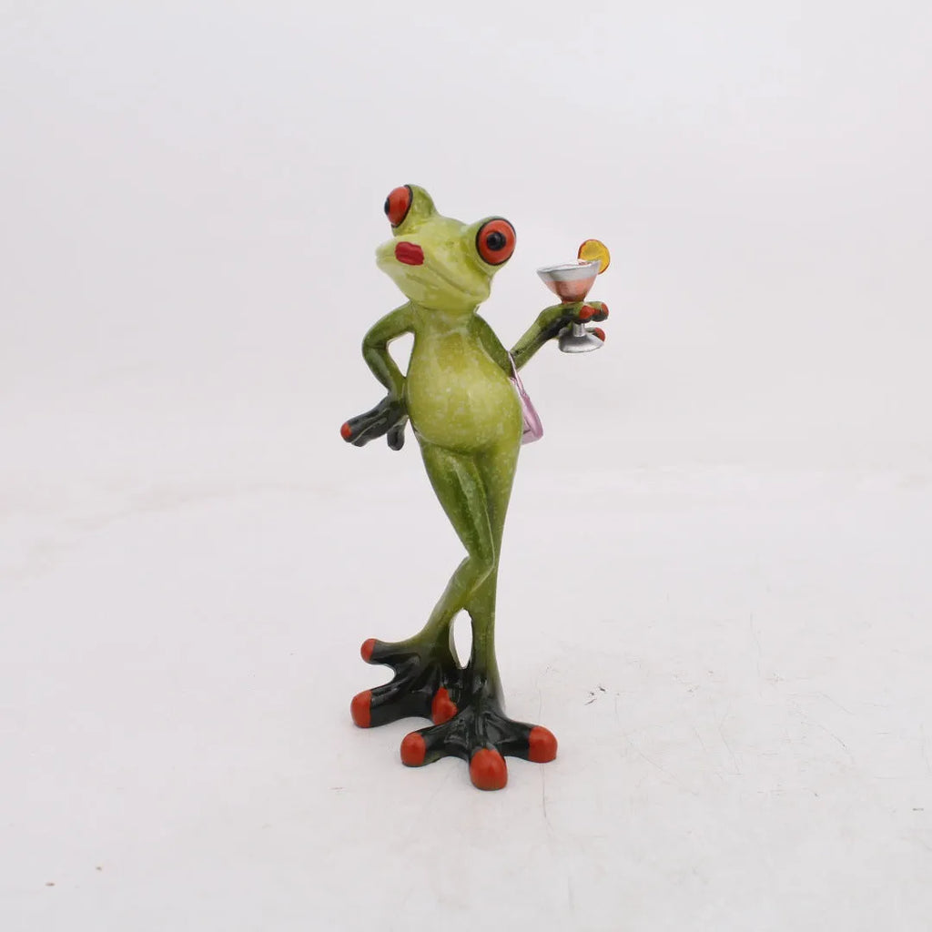 Pastoral style resin frog figurine decoration for shelf display