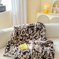 Handmade chenille striped blanket in four colour options showing 130x170cm dimensions