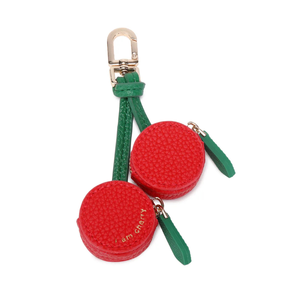 Cherry fruit keychain mini coin bag in red, blue, and orange PU leather colours