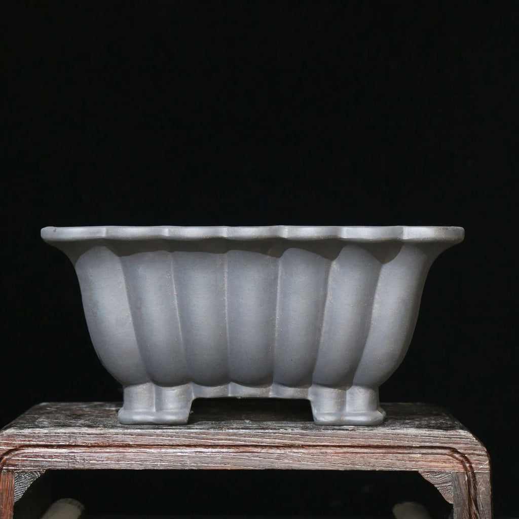 Purple sand ceramic square bonsai pot with classical style and 37x15cm dimensions