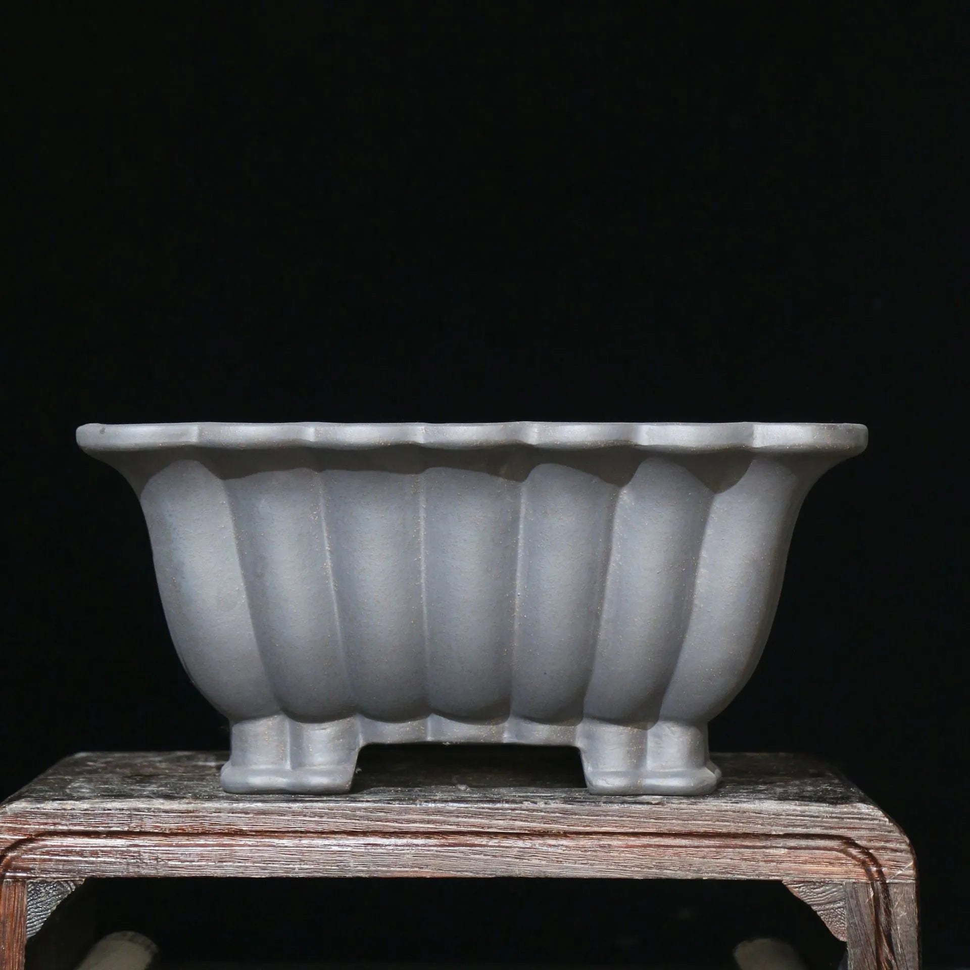 Purple sand ceramic square bonsai pot with classical style and 37x15cm dimensions