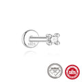 Platinum plated sterling silver clip-on earring showing geometric petal and stud design options.