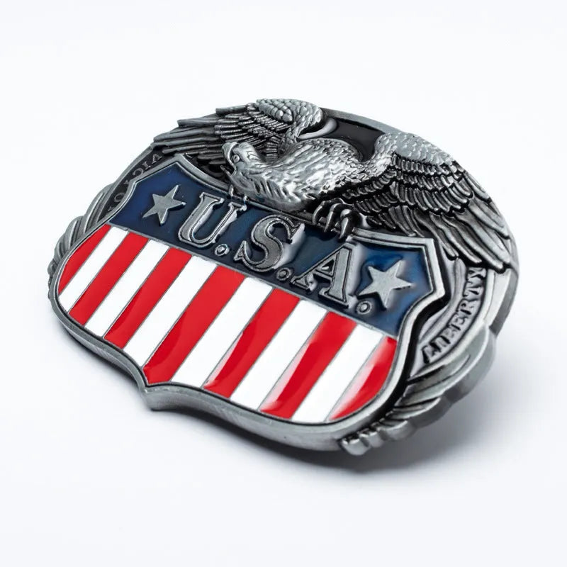 Zinc alloy belt buckle with eagle design, smooth fastening, fits 3.8-4 cm wide belts