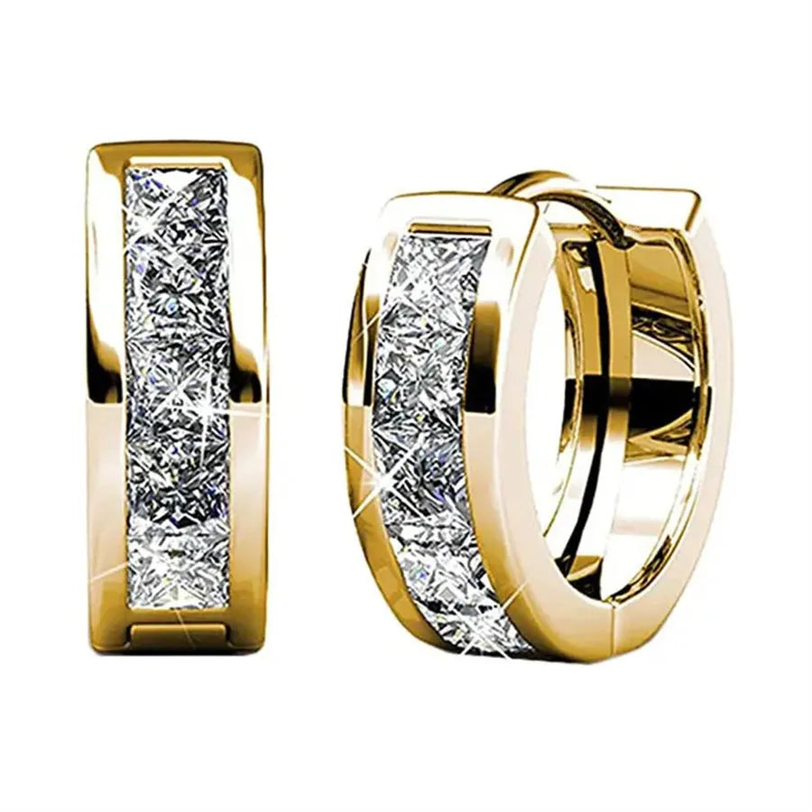 Women's geometric quadrilateral copper earrings with gold or silver plating options