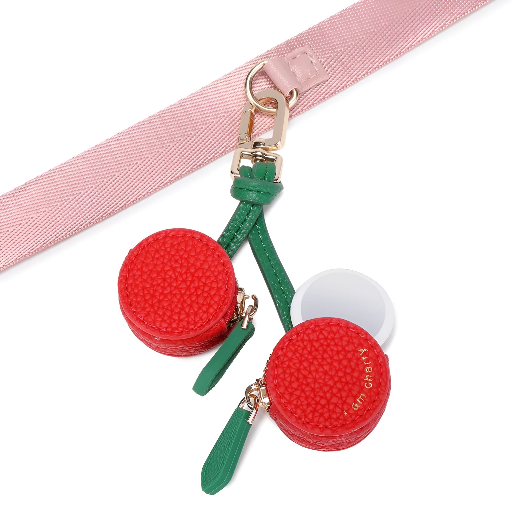 Cherry fruit keychain mini coin bag in red, blue, and orange PU leather colours