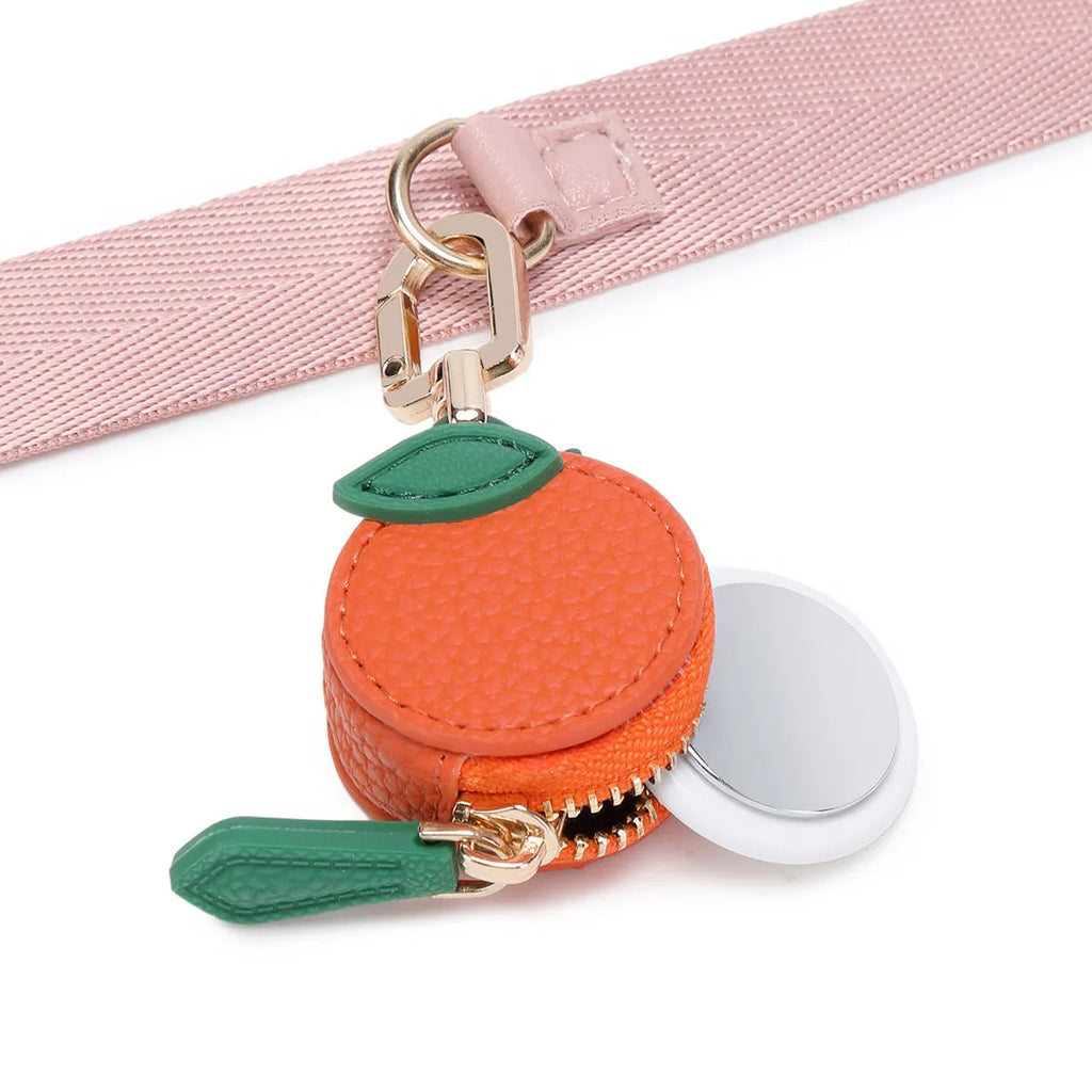 Cherry fruit keychain mini coin bag in red, blue, and orange PU leather colours