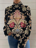 Black 3D pattern printed turtleneck long sleeve sweater with loose fit and Japanese Korean styling
