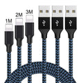Braided fast-charging Micro USB cable for Android phones in black and white colour.