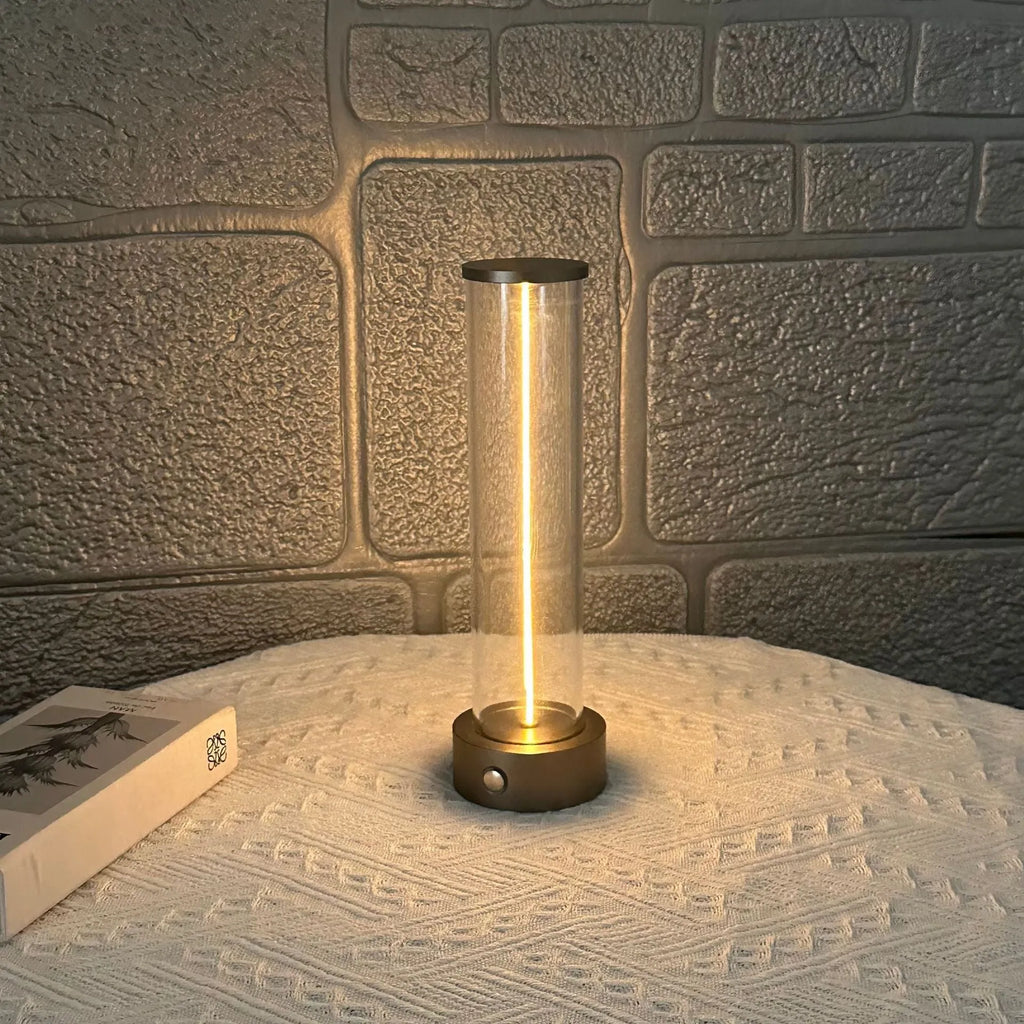 Modern glass LED light strip with magnetic back and USB charging cable