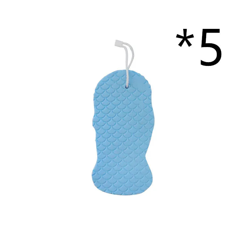 White 3D fish scale pattern bath sponge ball for gentle body exfoliation in the shower.