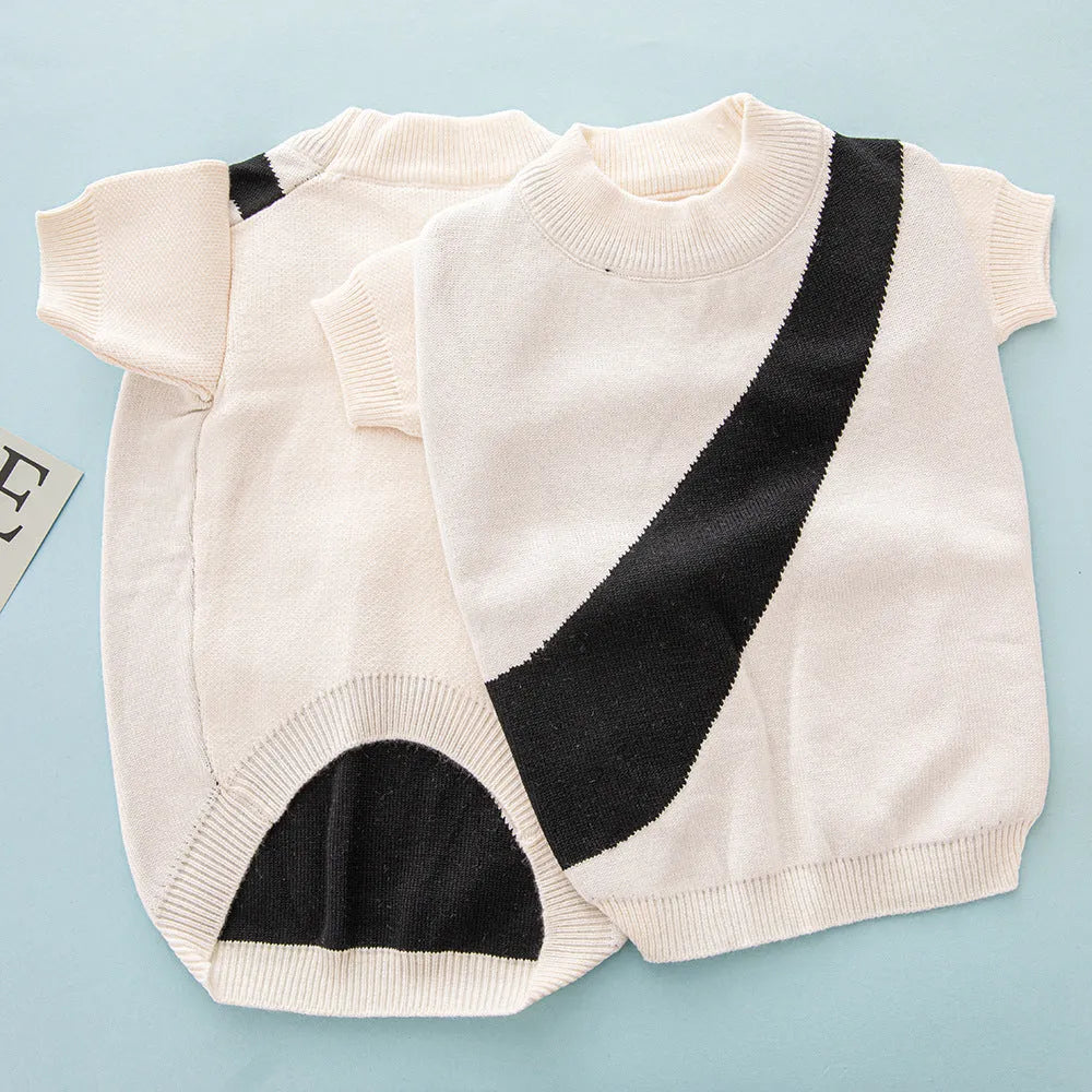 Corgi poodle wearing casual wool dog sweater in multiple colour options