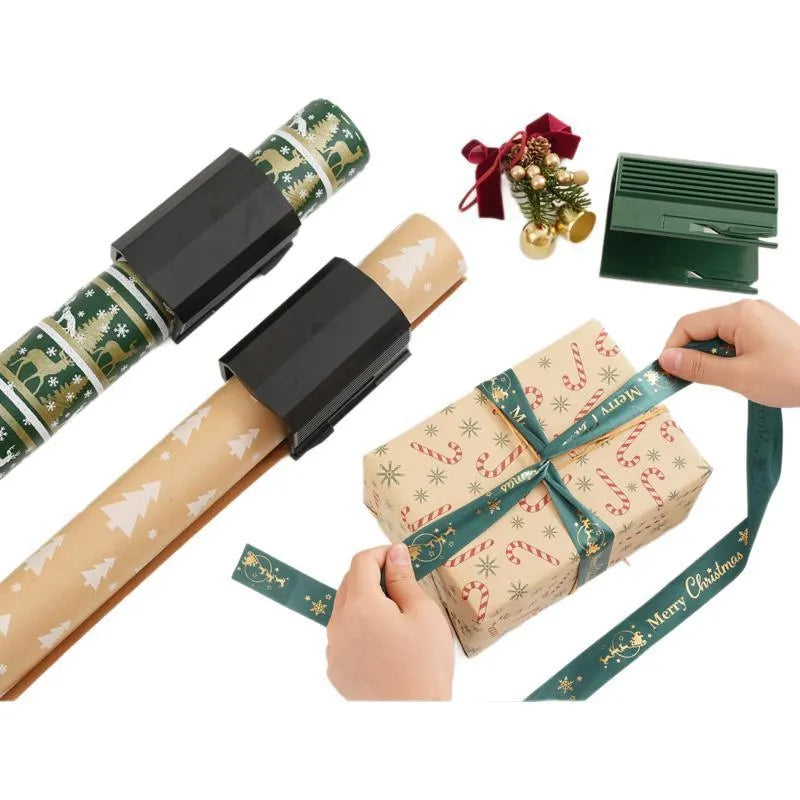 Creative plastic paper cutter for roll paper and scrolls in black, red, or green colours