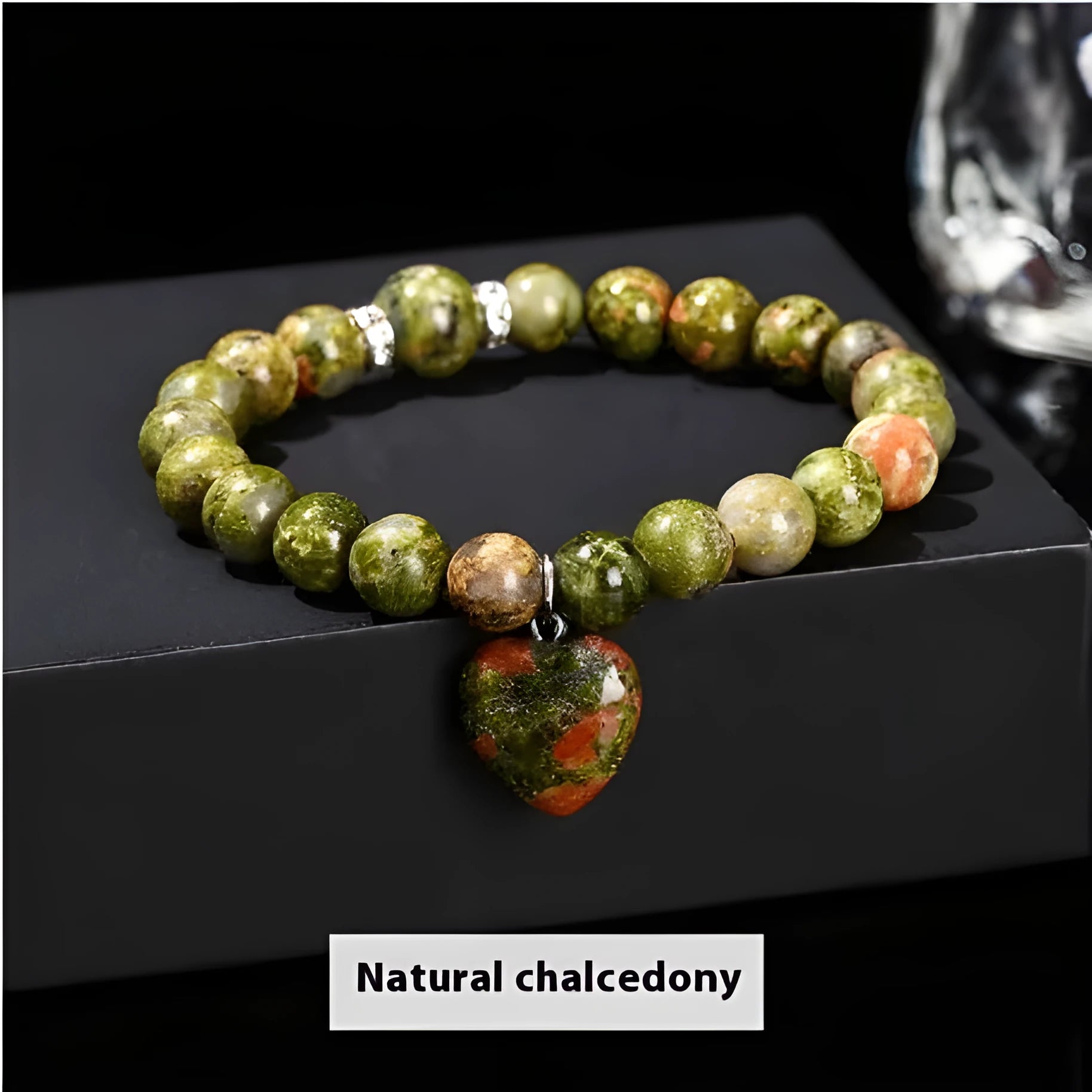 Handmade tigereye crystal love pendant bracelet with geometric round beads in natural gemstone colours