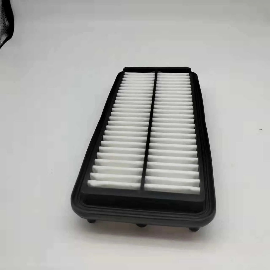 Black panel car air filter with dimensions 256mm by 113mm by 40mm for Modern vehicles.